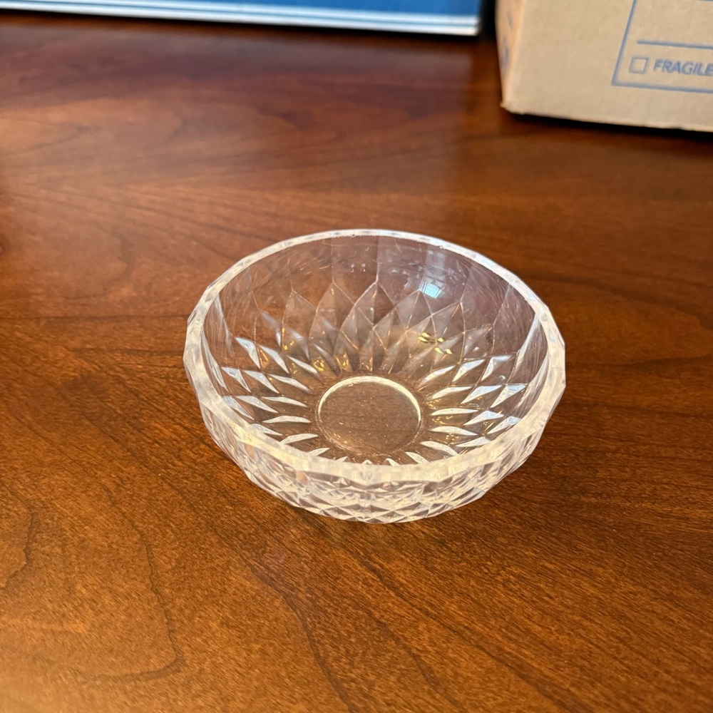 Vintage Val St Lambert Crystal Trinket Bowl / Dish, Signed VSL